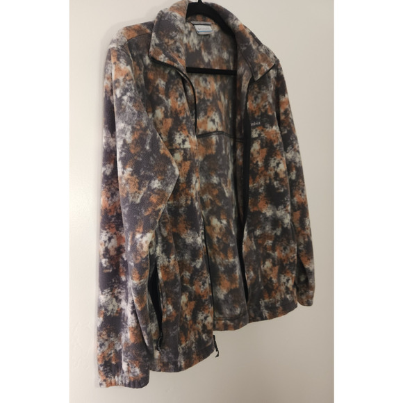 Mens Columbia Steens Mountain Printed Jacket Dark Stone Timberwood Fleece Zip, S - Picture 12 of 16